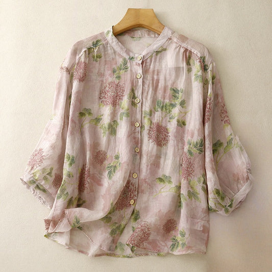 CLAUDIA LINEN BLOUSE 0