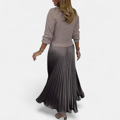 Cascade | Knit & Pleated Maxi Skirt with Knitted Sweater 1