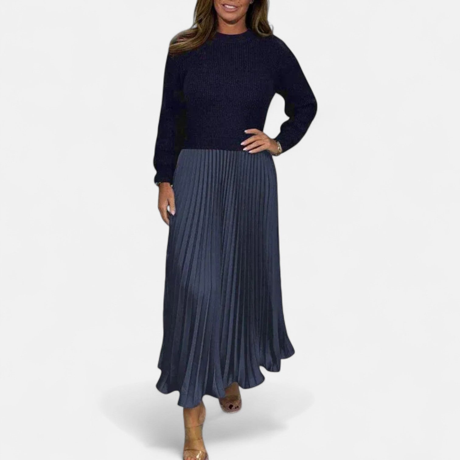 Cascade | Knit & Pleated Maxi Skirt with Knitted Sweater 3