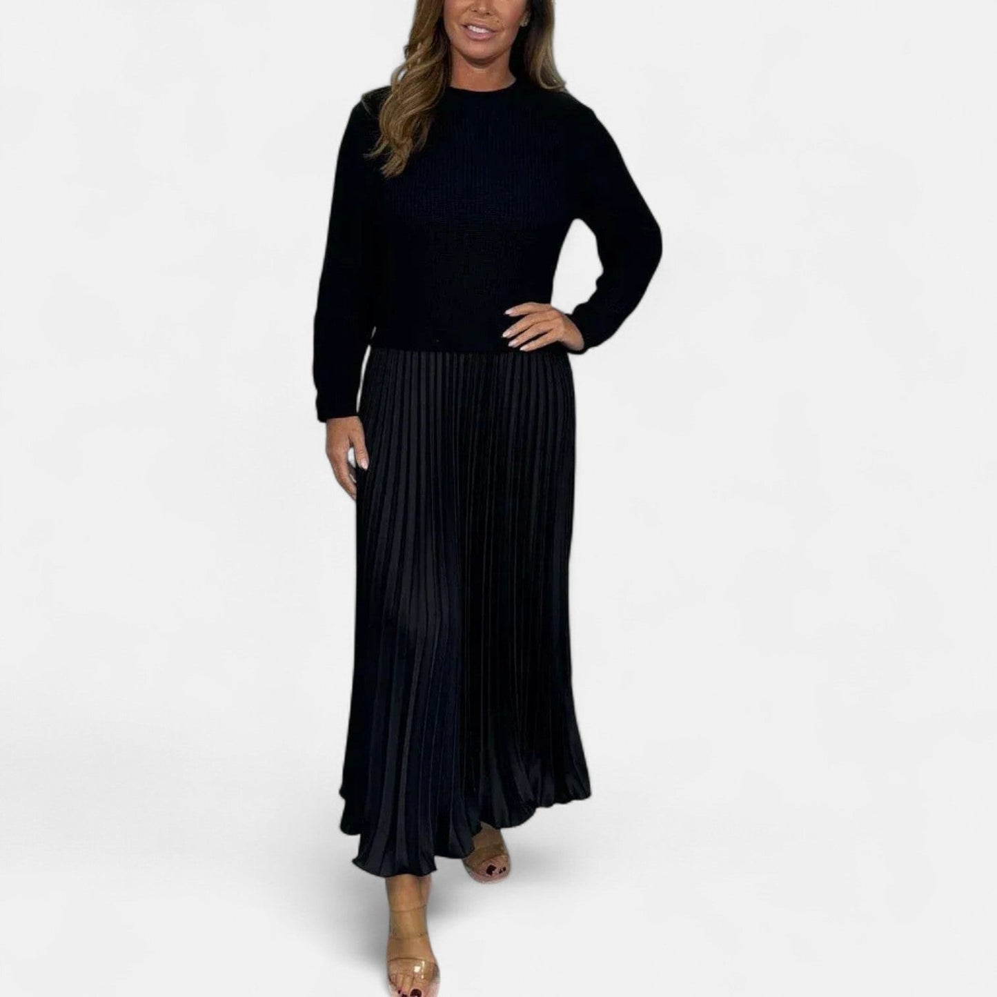 Cascade | Knit & Pleated Maxi Skirt with Knitted Sweater 4
