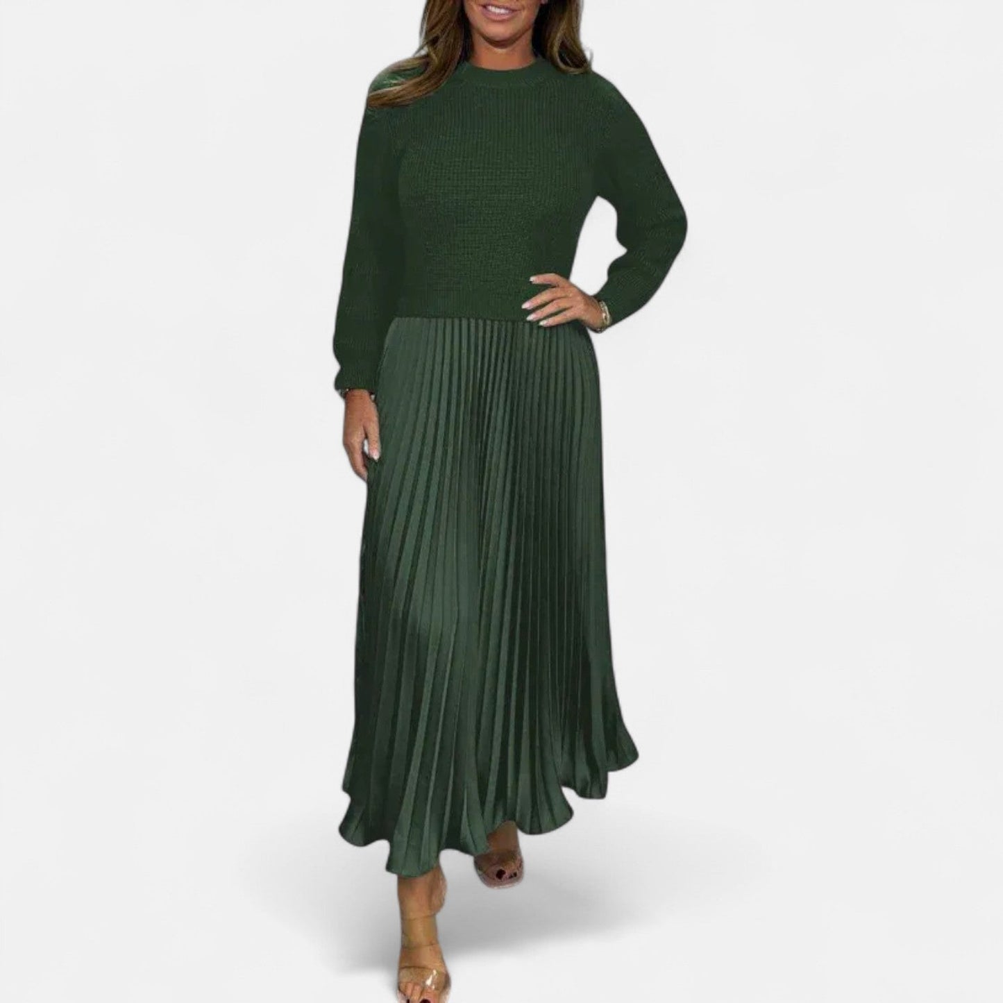 Cascade | Knit & Pleated Maxi Skirt with Knitted Sweater 6